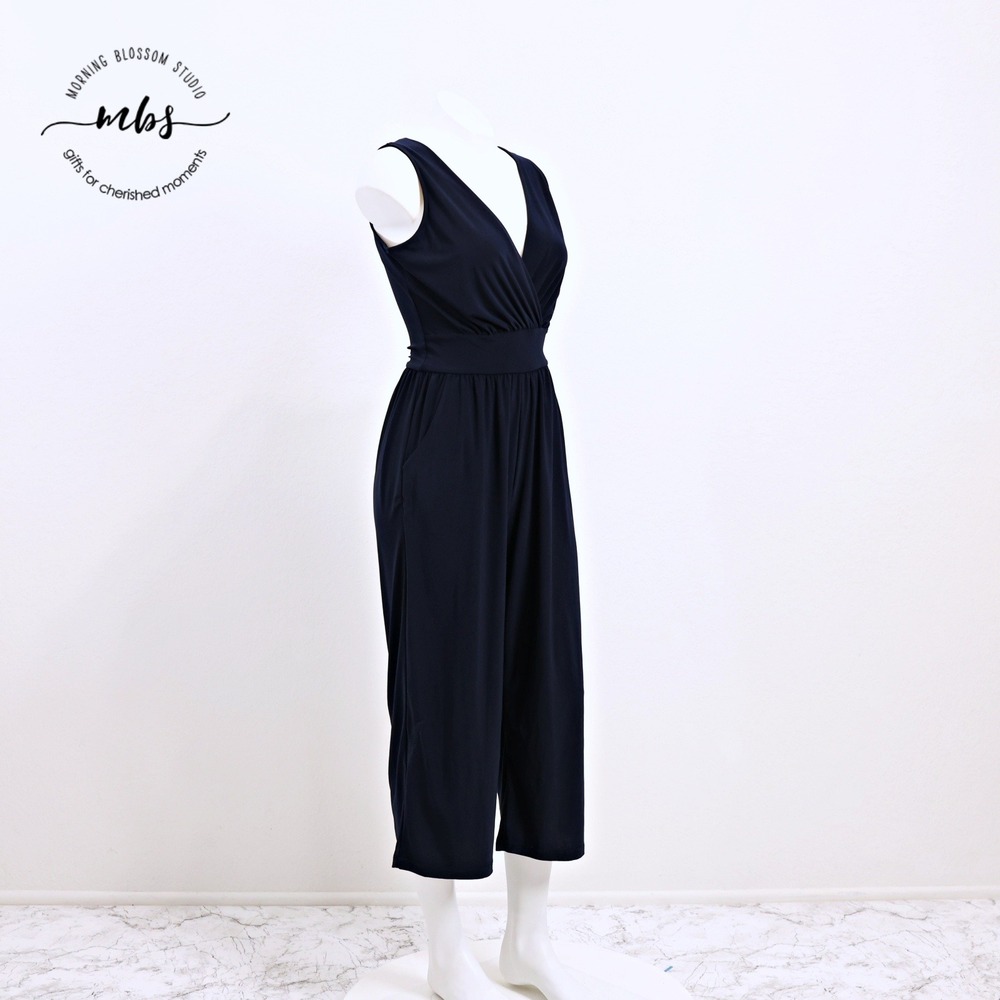 NWT Korye Surplice Sleeveless Wide Leg Jumpsuit Navy Women S